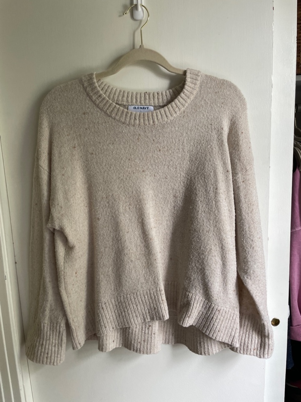 Old Navy Cream Rib-Trim Crewneck Sweater
